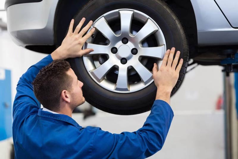 Man working on tire repair